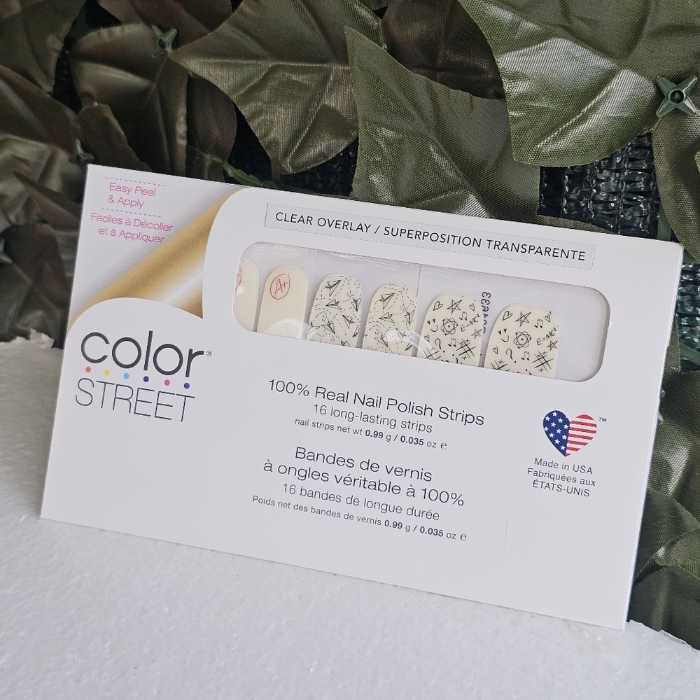 Color Street Clear Overlay Nail Polish Strips Rule‎ Breaker Teacher Black White